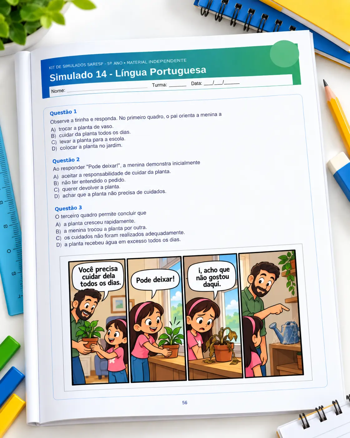 Página 5 de um simulado SARESP